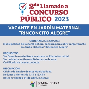 LLAMADO A CONCURSO PÚBLICO JARDÍN MATERNAL "RINCONCITO ALEGRE".
