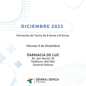 FARMACIA DE TURNO 9 DE DICIEMBRE.