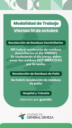 VIERNES 10 DE OCTUBRE. FERIADO.